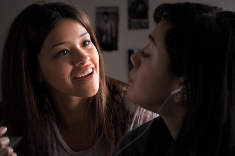 Gina Rodriguez as Gina Esperanza and Aimee Garcia as Carmen Salgado in ``Go For It.''