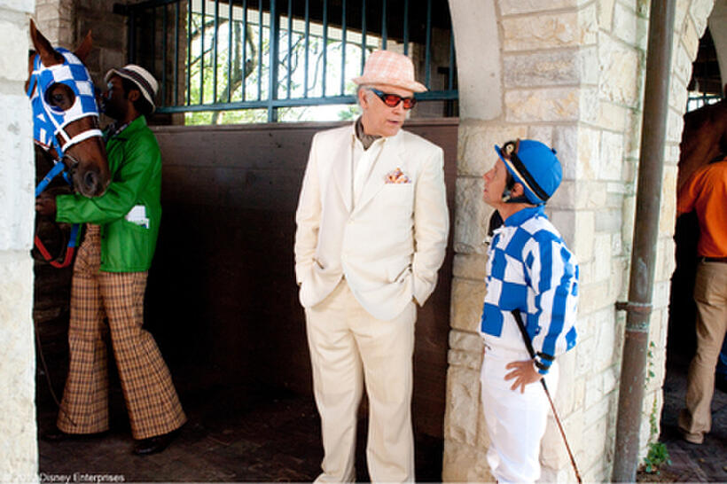 Nelsan Ellis as Eddie Sweat, John Malkovich as Lucien Laurin and Otto Thorwarth as Ron Turcotte in "Secretariat."