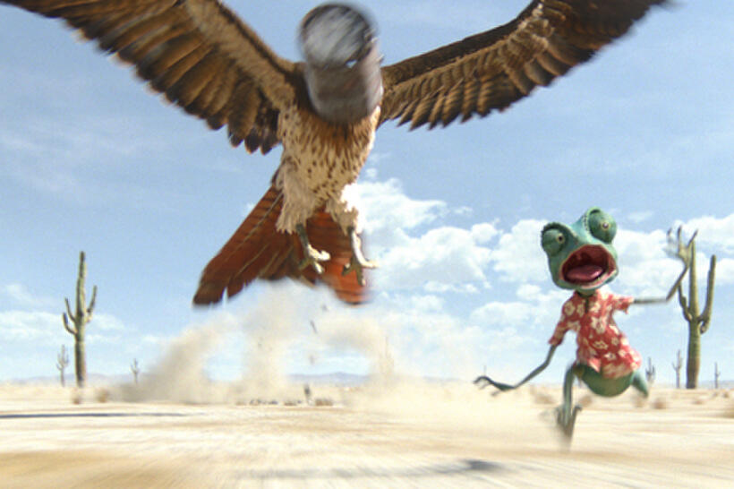 The Hawk and Rango in ``Rango.''