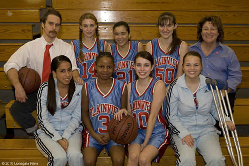 Sam Rockwell as Bill, Rooney Mara as Wendy, Emily Rios as Kathy, Meaghan Witri as Tamra, Margo Martindale as Donna. (Bottom Row L-R) Shareeka Epps as Lisa, Emma Roberts as Abbie and Melanie Hinkle as Mindy in "The Winning Season."