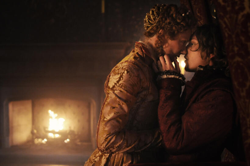 Joely Richardson as Queen Elizabeth I and Jamie Campbell Bower as Earl of Oxford in ``Anonymous.''