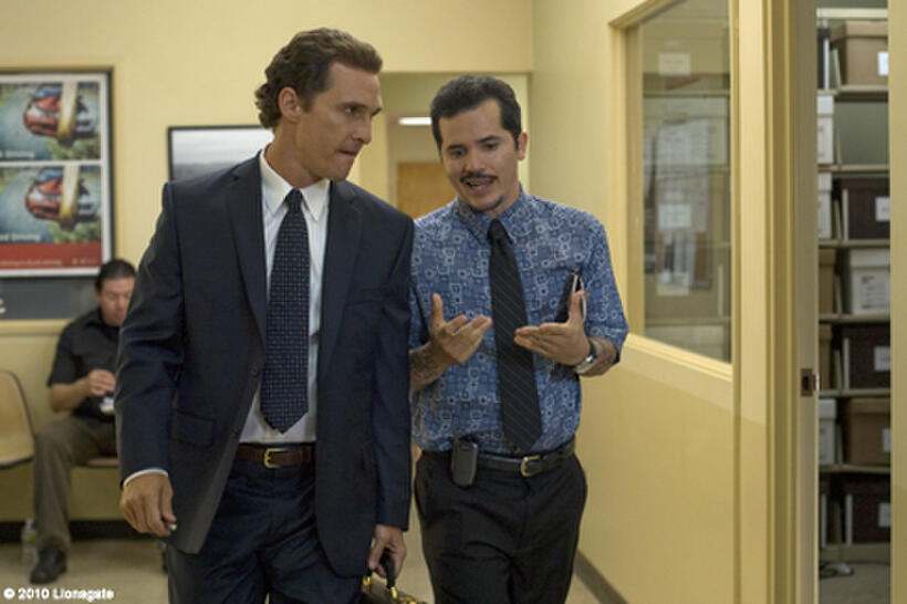 Matthew McConaughey as Mickey Haller and John Leguizamo as Val Valenzuela in ``The Lincoln Lawyer.''