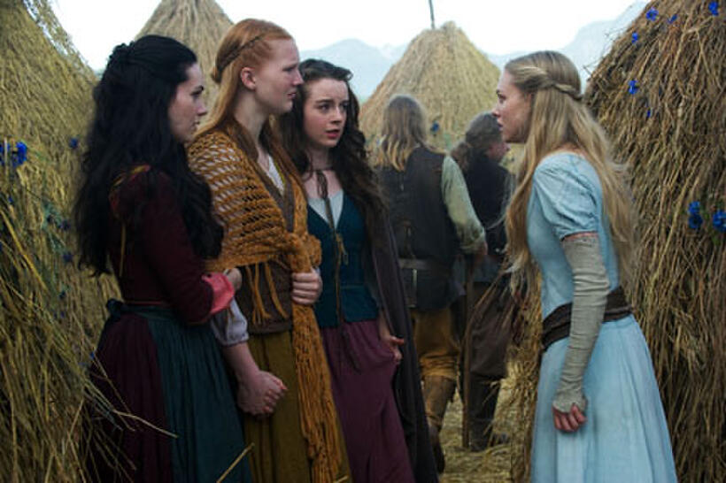 Carmen Lavigne as Rose, Shauna Kain as Roxanne, Kacey Rohl as Prudence and Amanda Seyfried as Valerie in ``Red Riding Hood.''