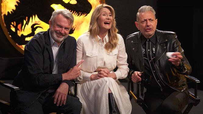 Laura Dern, Sam Neill, and Jeff Goldblum Discuss How It Feels To Be Back In Jurassic World Dominion