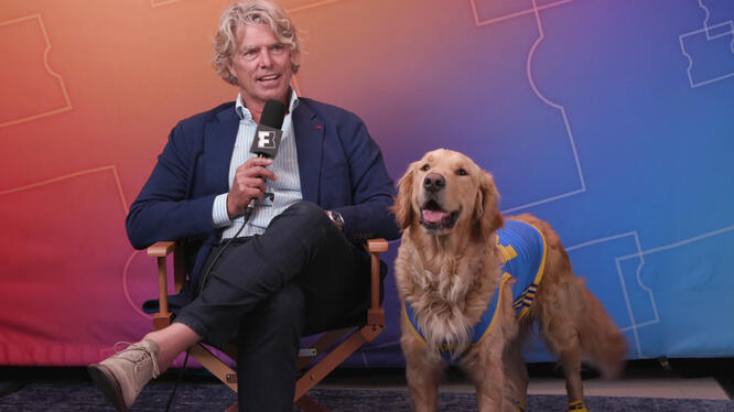 Buddy the Dog & Director Robert Vince Talk Stunts and Snacks Ahead of 'Air Bud Returns'