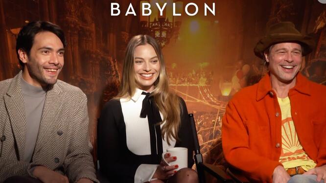 Brad Pitt, Margot Robbie, Diego Calva and the cast of ‘Babylon’ Talk About The WILD Opening Scene, Fighting Snakes, and Their Legacy in Hollywood
