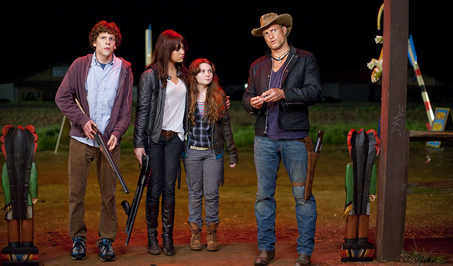 Jesse Eisenberg, Emma Stone, Abigail Breslin and Woody Harrelson in Zombieland