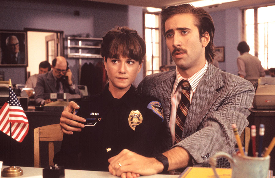 Holly Hunter and Nicolas Cage in Raising Arizona