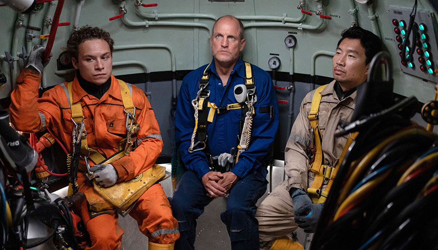 Finn Cole, Woody Harrelson and Simu Liu in Last Breath