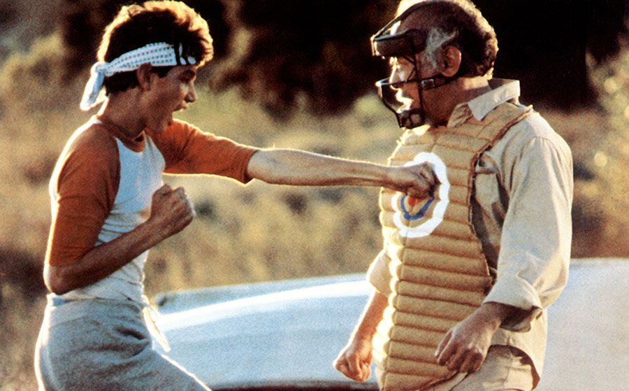 Ralph Macchio and Pat Morita in The Karate Kid