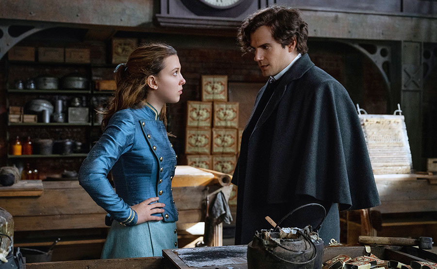 Millie Bobby Brown and Henry Cavill in Enola Holmes 2