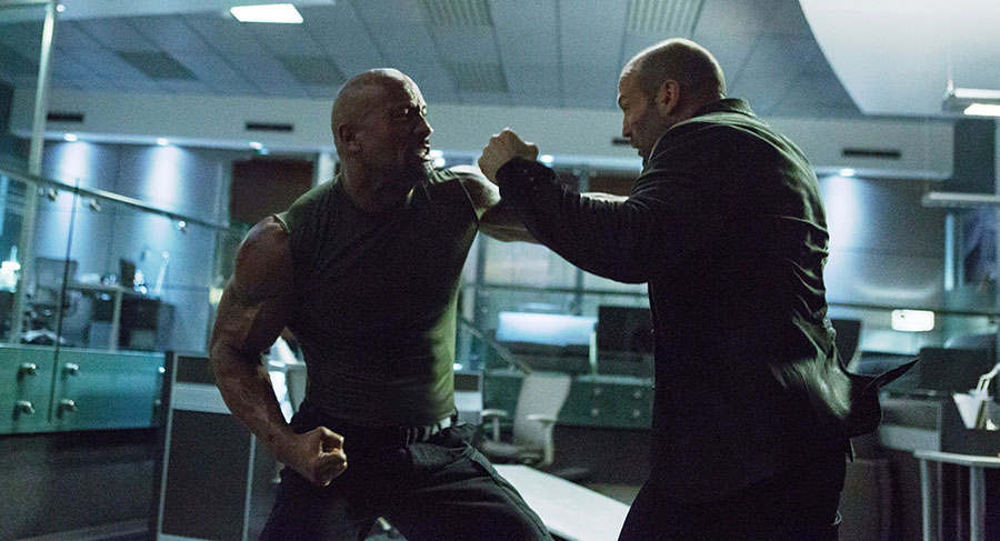 Dwayne Johnson and Jason Statham in Furious 7