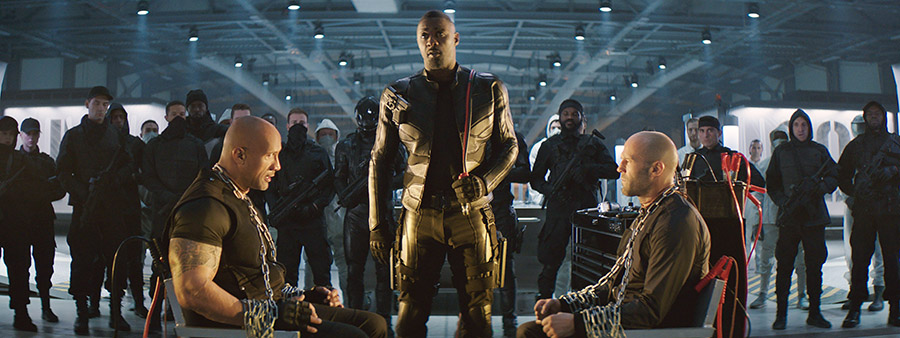 Dwayne Johnson, Idris Elba and Jason Statham in Fast & Furious Presents: Hobbs & Shaw