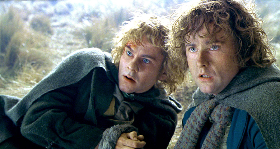 Dominic Monaghan and Billy Boyd in The Lord of the Rings: The Two Towers