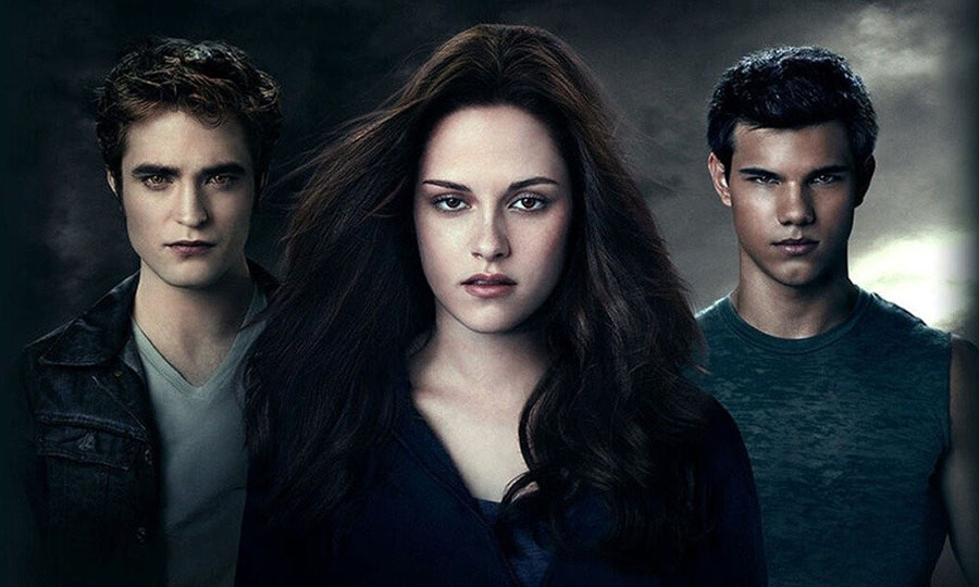 Robert Pattinson, Kristen Stewart and Taylor Lautner in a publicity photo for The Twilight Saga: Eclipse