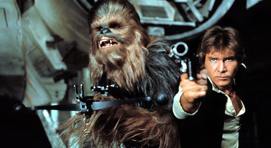 Harrison Ford and Chewbacca in Star Wars Episode IV: A New Hope