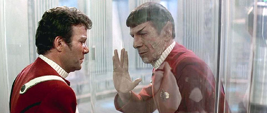 William Shatner and Leonard Nimoy in Star Trek II: The Wrath of Khan