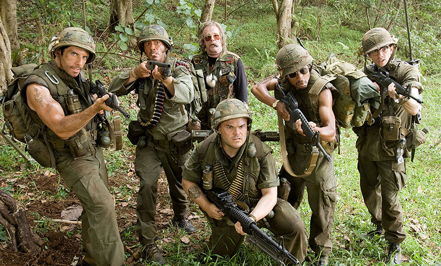 Ben Stiller, Robert Downey Jr, Jack Black, Nick Nolte, Brandon T. Jackson and Jay Baruchel in Tropic Thunder