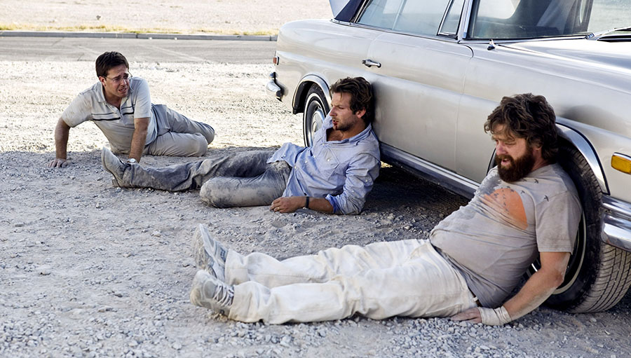 Ed Helms, Bradley Cooper and Zach Galifianakis in The Hangover