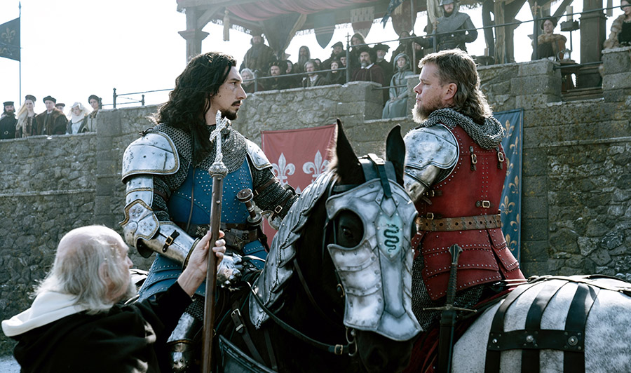 Adam Driver and Matt Damon in The Last Duel