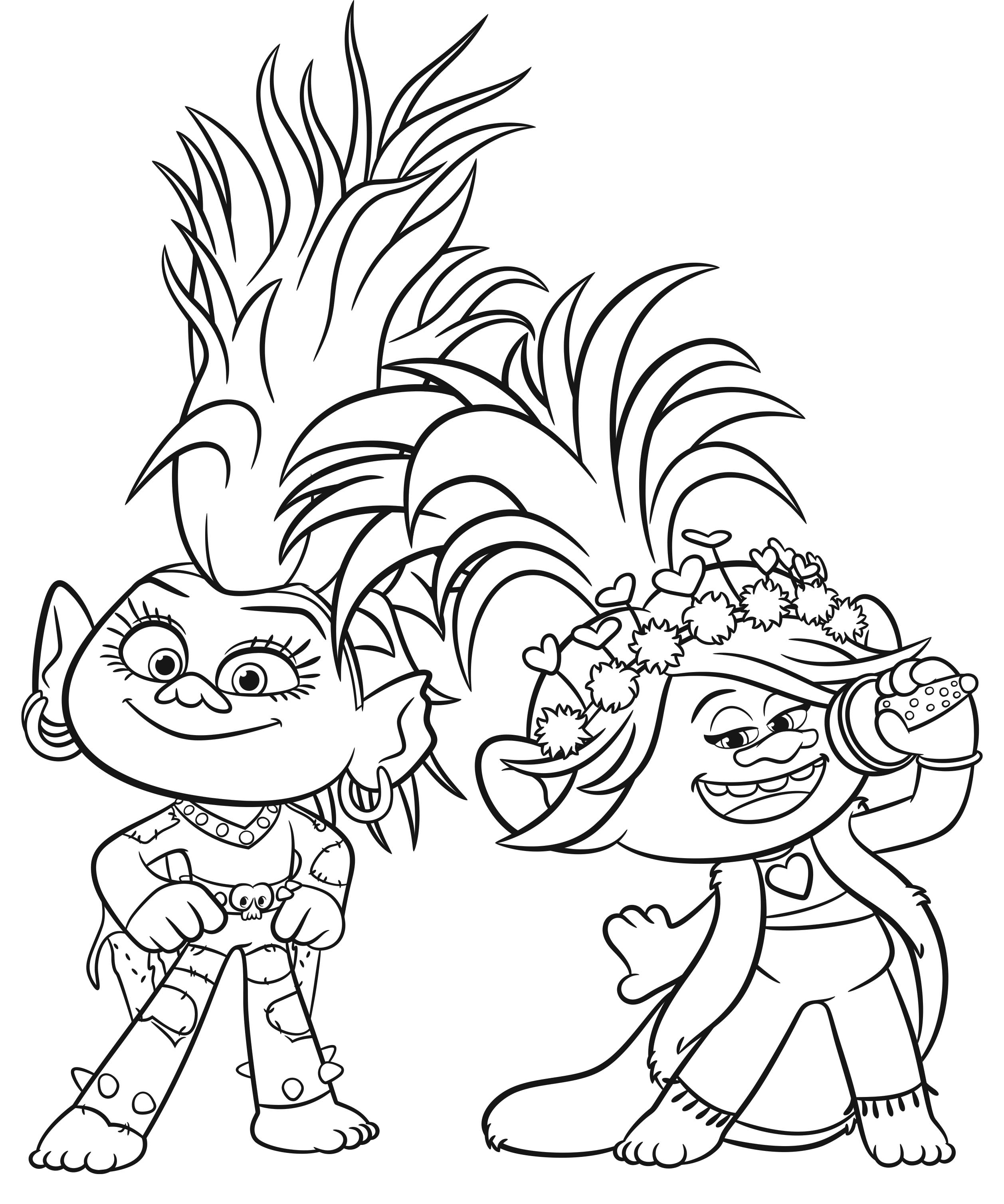 trolls world tour coloring page