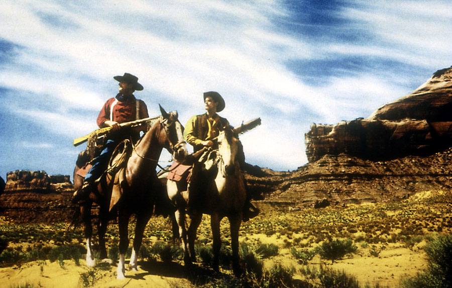 John Wayne and Jeffrey Hunter in The Searchers