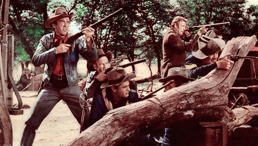 James Stewart, Millard Mitchell, Tony Curtis, James Best, Charles Drake and Jay C Flippen in Winchester 1950
