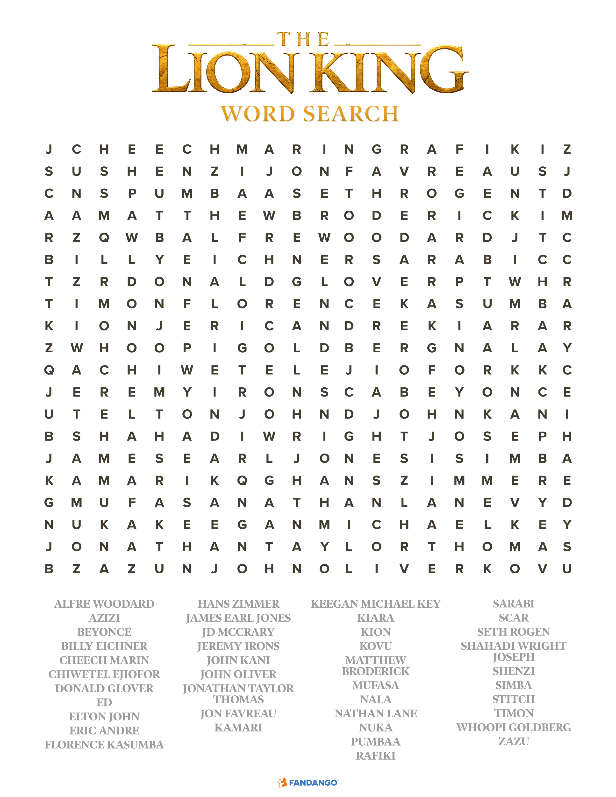 The Lion King Free Bilscreen Free Printable Disneys Lion King Word Search Aboutcom Family